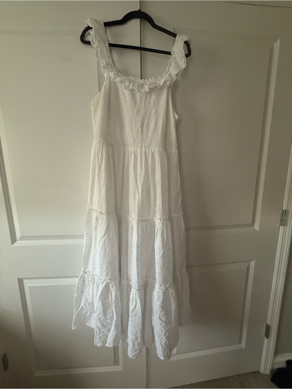 Old Navy White Ruffle-Trim Smocked Top